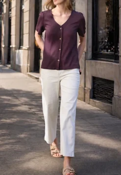 Shirt met V-hals en knoopsluiting
