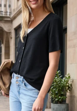 Shirt met V-hals en knoopsluiting