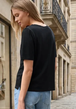 Shirt met V-hals en knoopsluiting