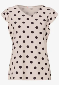 Shirt met V-hals en volantmouwen
