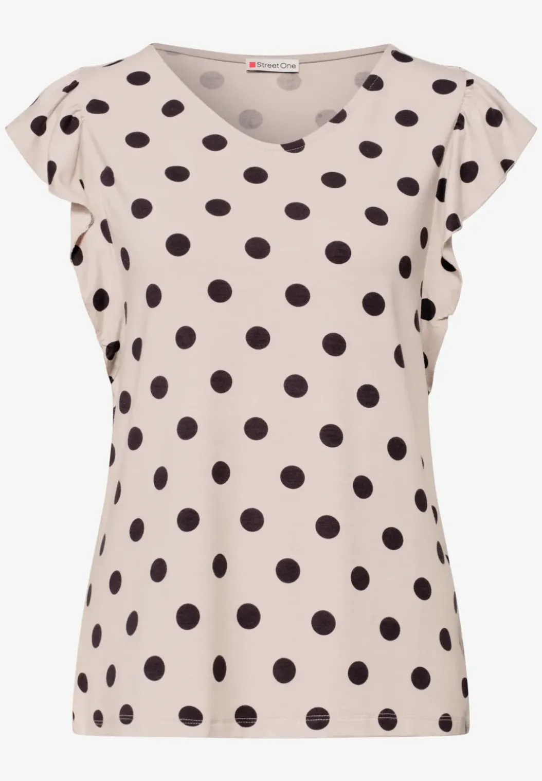 Shirt met V-hals en volantmouwen
