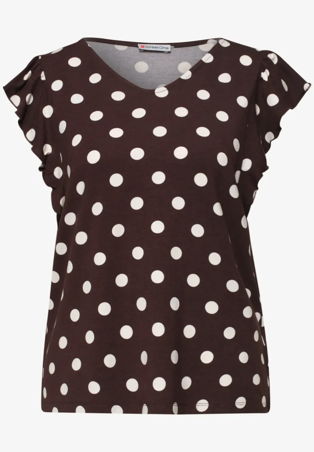 Shirt met V-hals en volantmouwen