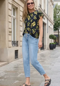 Shirt met volantmouwen en print