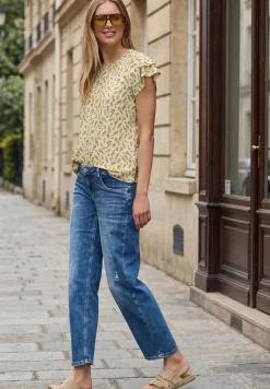 Shirt met volantmouwen en print