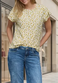Shirt met volantmouwen en print