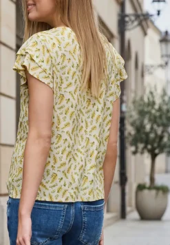 Shirt met volantmouwen en print