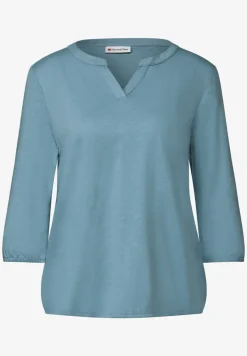 Shirt van jersey met gespleten hals
