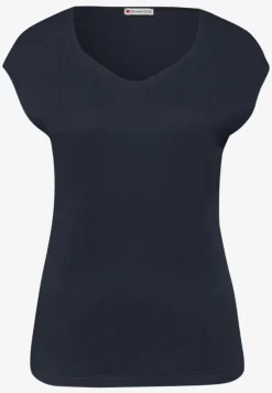 Shirt zonder mouwen met diamanten halslijn