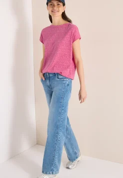 Shirt in burnout look met boothals