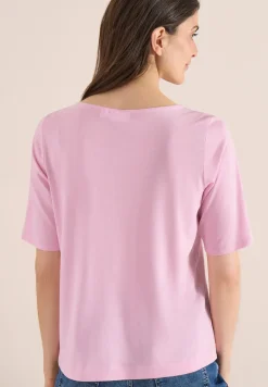Shirt met boothals en tekst