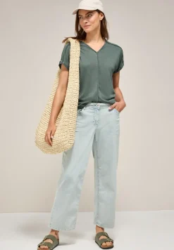 Shirt met decoratieve stiksels