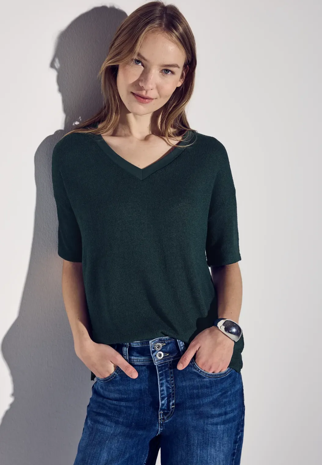 Shirt met gebreide look