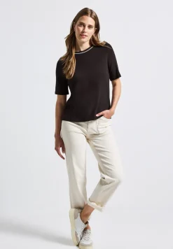 Shirt met geribd detail
