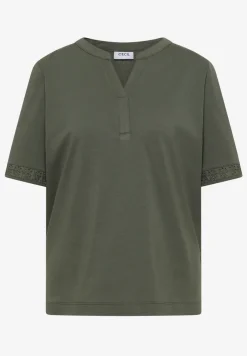 Shirt met gespleten hals en haakband
