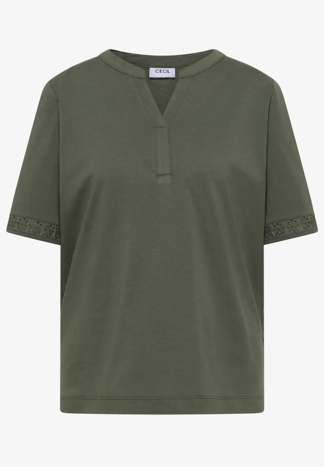 Shirt met gespleten hals en haakband