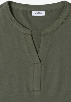 Shirt met gespleten hals en haakband