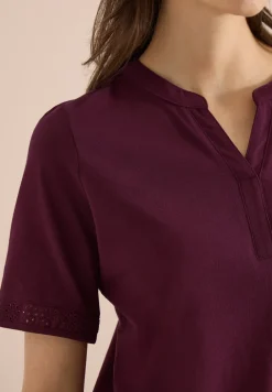 Shirt met gespleten hals en haakband