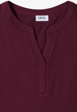 Shirt met gespleten hals en haakband