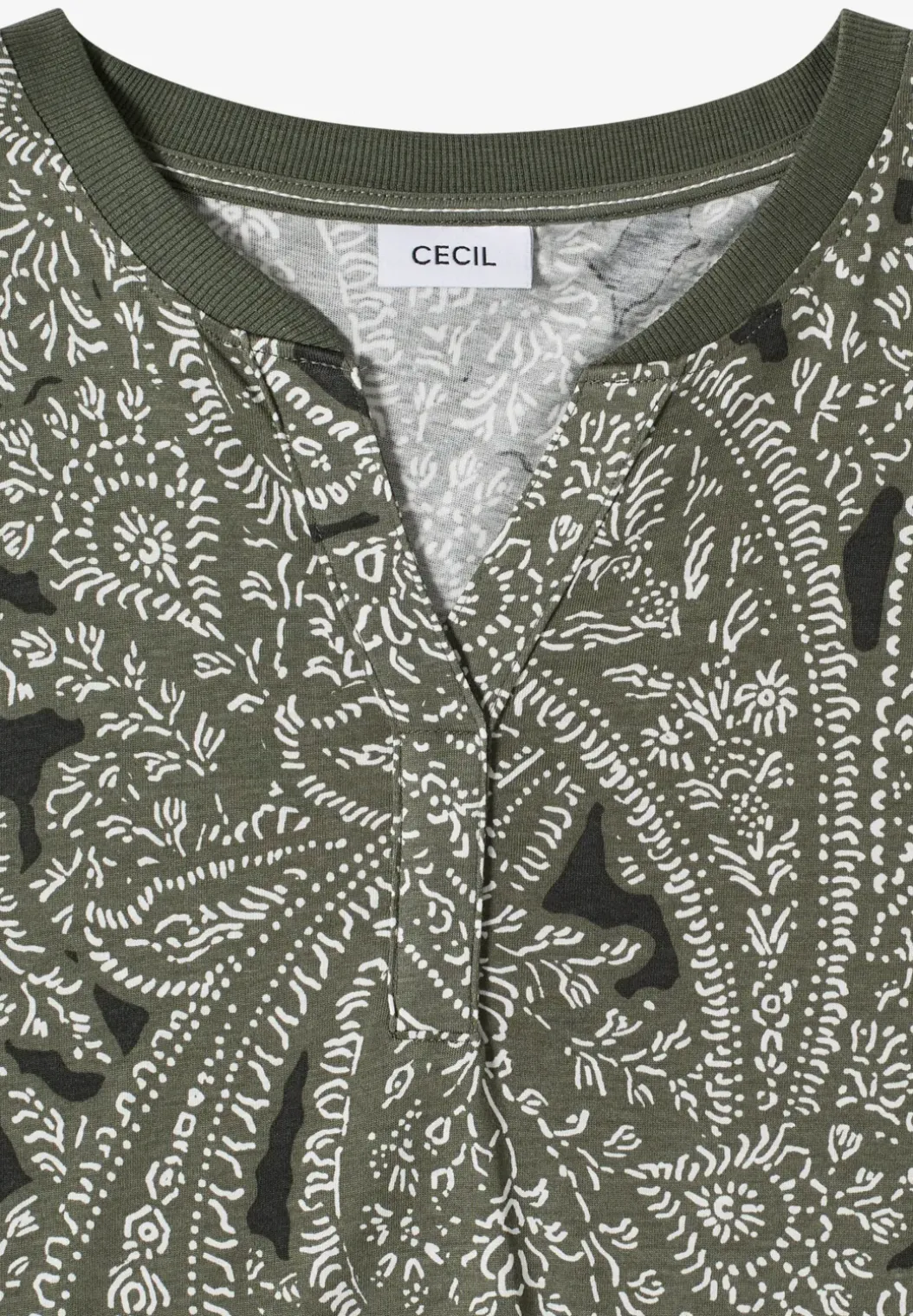 Shirt met gespleten hals en paisleypatroon