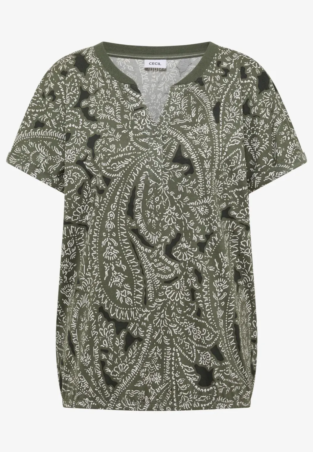Shirt met gespleten hals en paisleypatroon