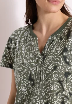 Shirt met gespleten hals en paisleypatroon