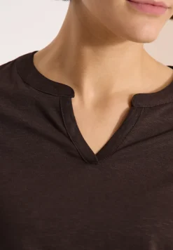 Shirt met gespleten hals in effen kleur