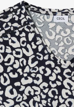 Shirt met kanten detail en leoprint