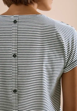 Shirt met korte mouwen, boothals en knopen