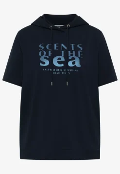 Shirt met korte mouwen, capuchon en tekst