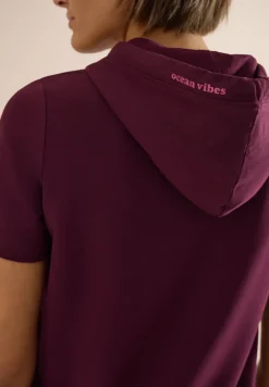 Shirt met korte mouwen, capuchon en tekst