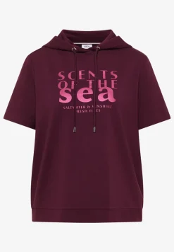 Shirt met korte mouwen, capuchon en tekst