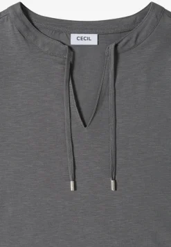 Shirt met korte mouwen en gespleten hals