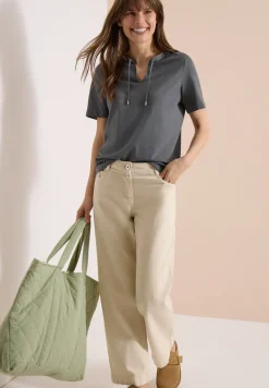 Shirt met korte mouwen en gespleten hals