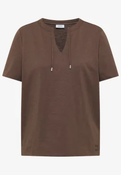 Shirt met korte mouwen en gespleten hals