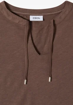Shirt met korte mouwen en gespleten hals