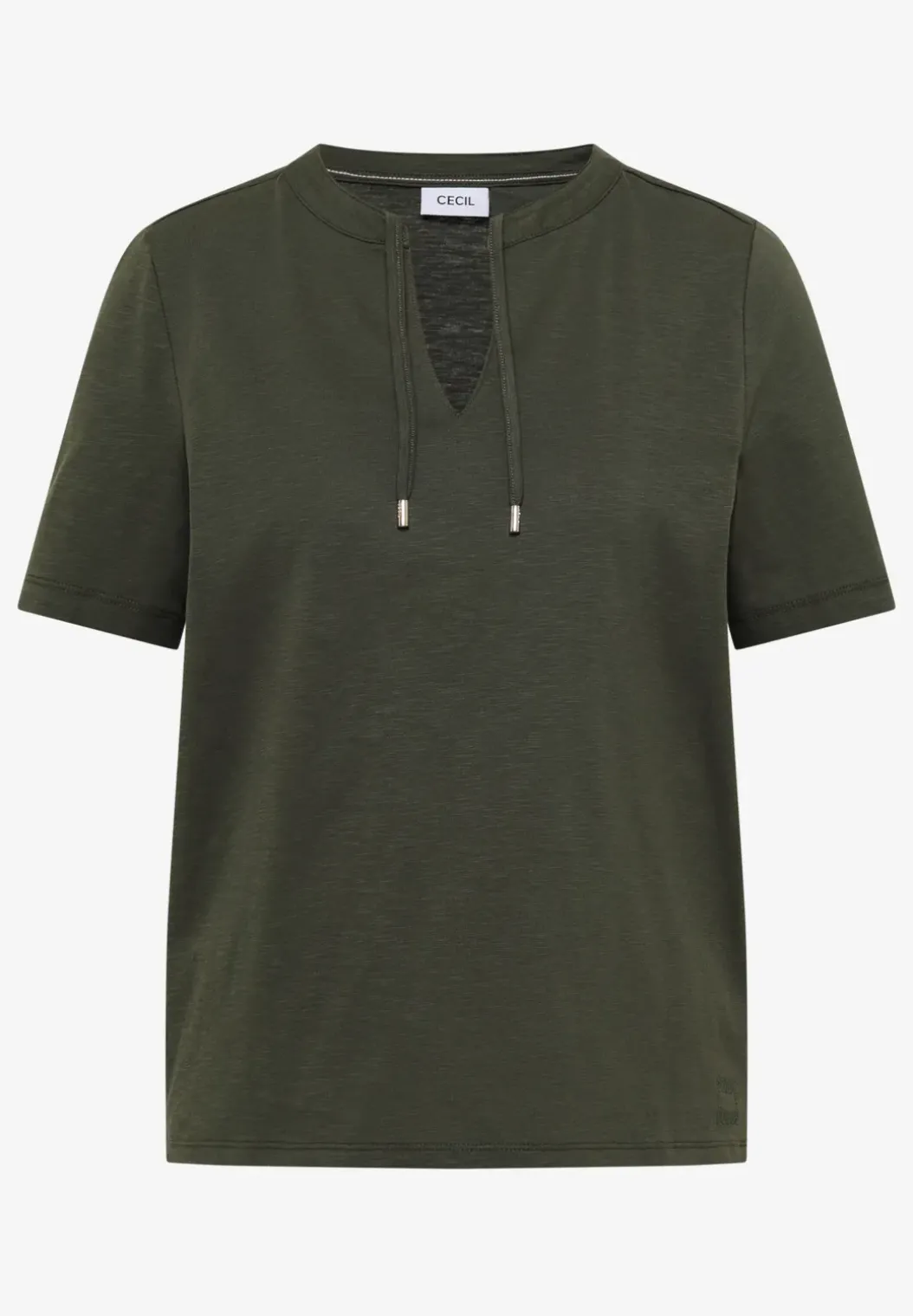 Shirt met korte mouwen en gespleten hals