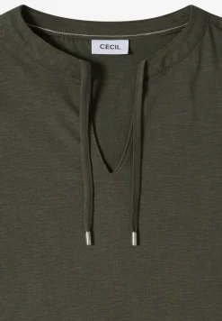 Shirt met korte mouwen en gespleten hals