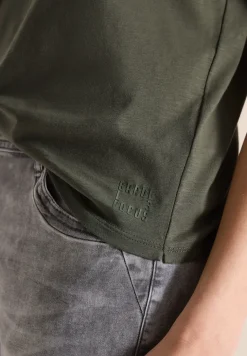 Shirt met korte mouwen en gespleten hals