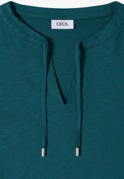 Shirt met korte mouwen en gespleten hals