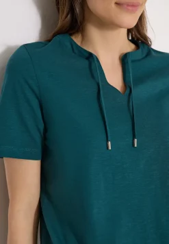 Shirt met korte mouwen en gespleten hals