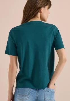 Shirt met korte mouwen en gespleten hals