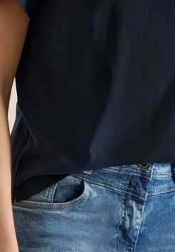 Shirt met korte mouwen en gespleten hals