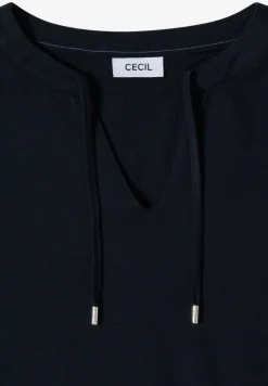 Shirt met korte mouwen en gespleten hals