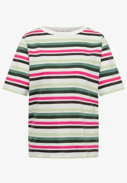 Shirt met korte mouwen en meerkleurige strepen