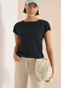 Shirt met korte mouwen en rimpels