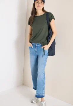 Shirt met korte mouwen en rimpels