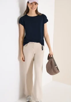 Shirt met korte mouwen en rimpels