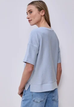 Shirt met korte mouwen en structuurmix