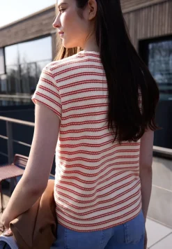 Shirt met korte mouwen en textuur