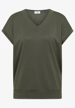 Shirt met korte mouwen en V-hals in effen kleur